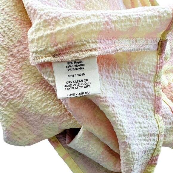 Show Me Your MuMu Tara Crop Top Lemonade Cheetah Size Large Pink Yellow - Picture 7 of 7